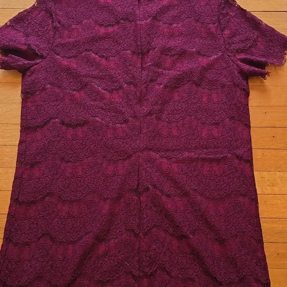 Lulus, Take Me To Brunch, Burgundy Lace Shift Dress, EUC, Women's XL - Picture 9 of 16